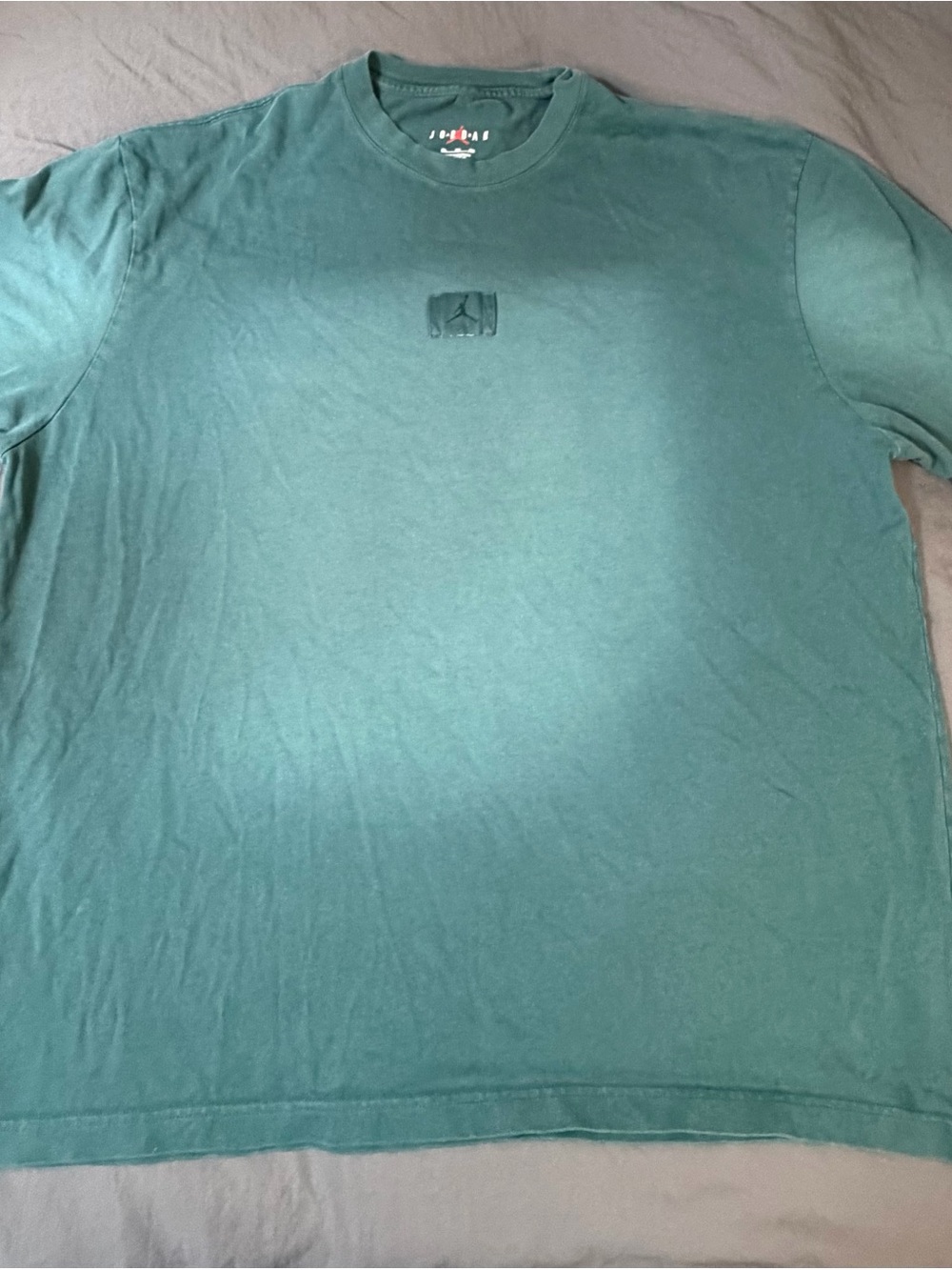 Jordan Men’s XXL Gray Crewneck T-Shirt Jumpman Patch Short Sleeve Teal